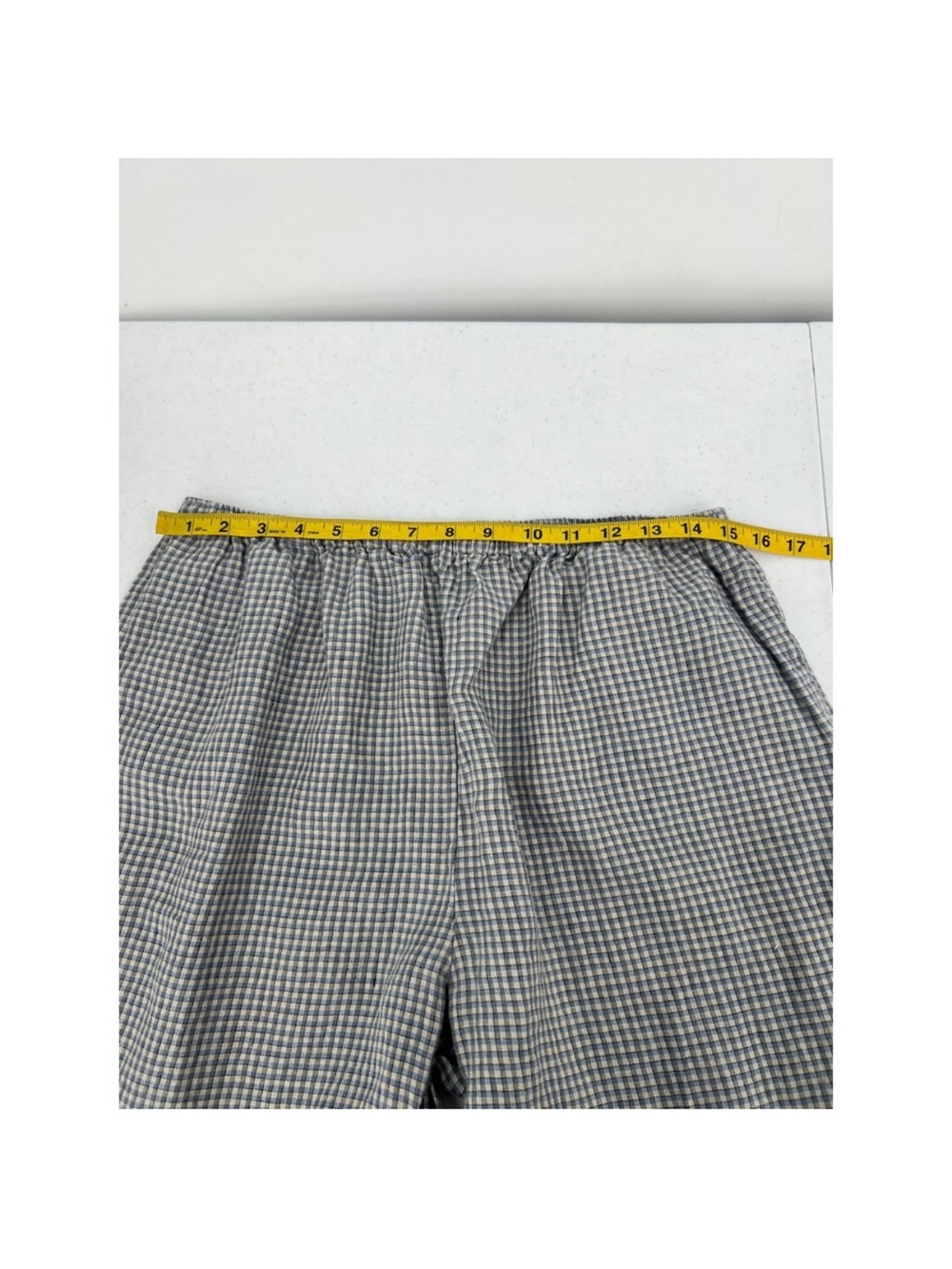Deiji Studios Linen Ease Trouser in Field Check Large - Picture 8 of 15